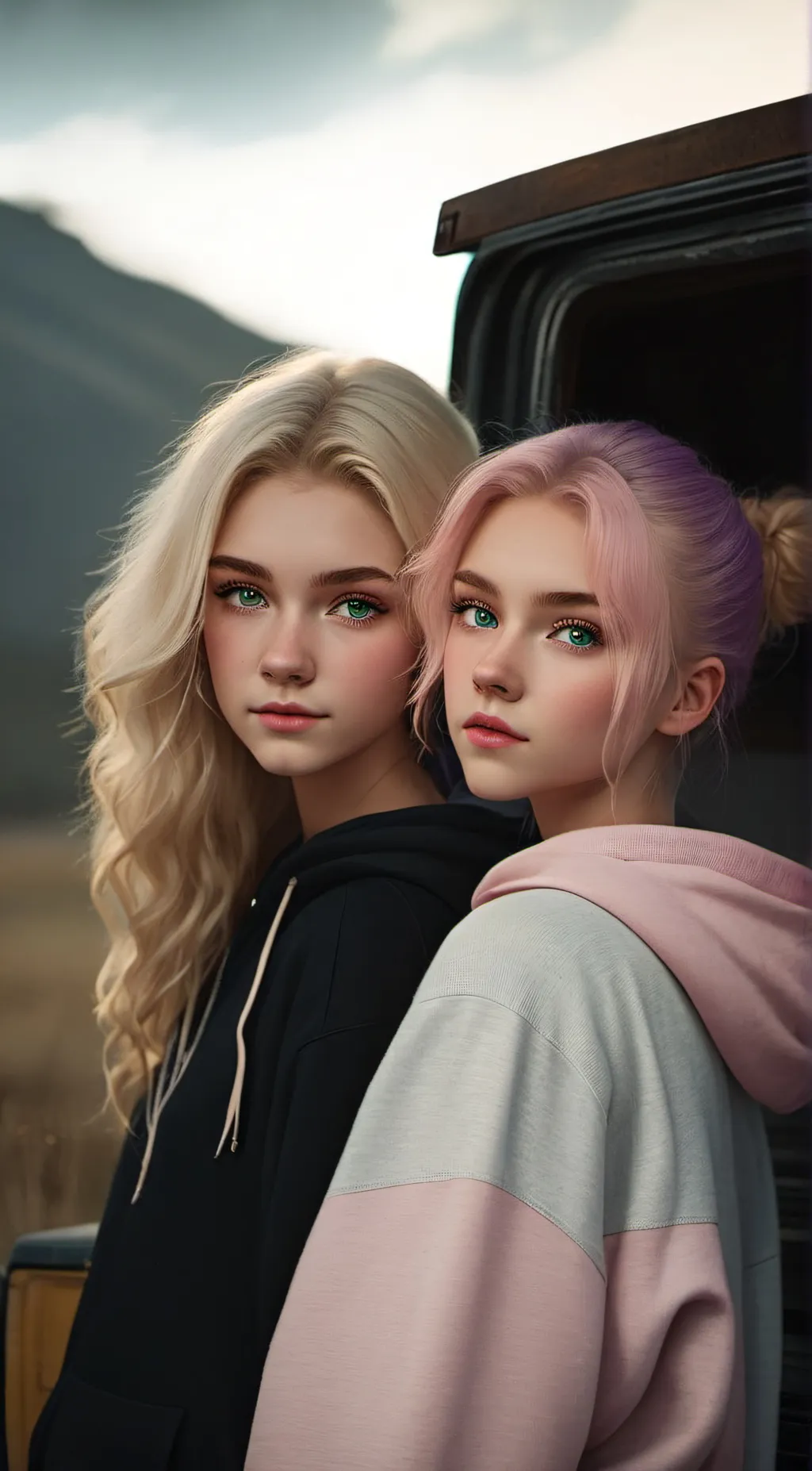 ai character: kait and Kenzie  background