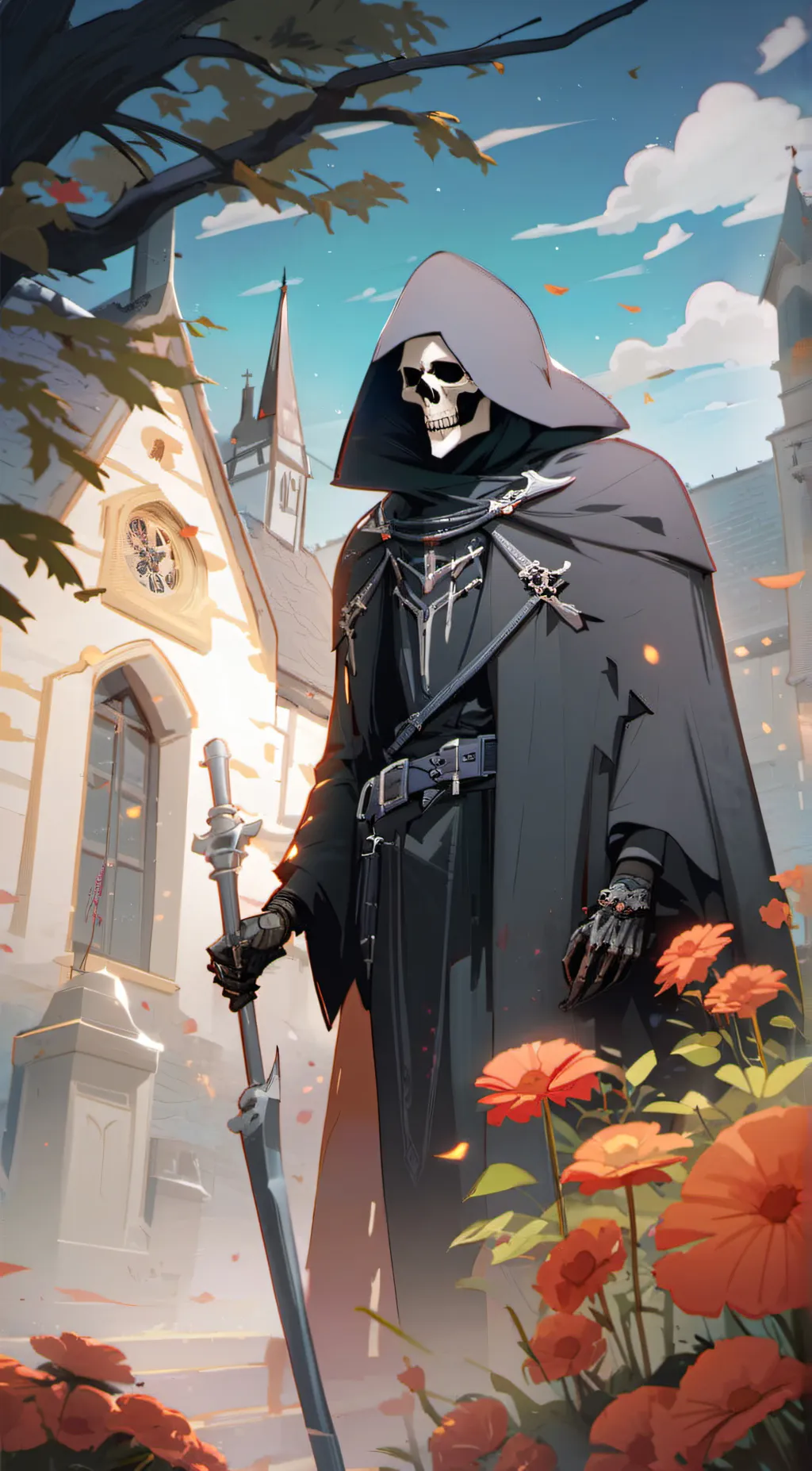 ai character: grim reaper  background