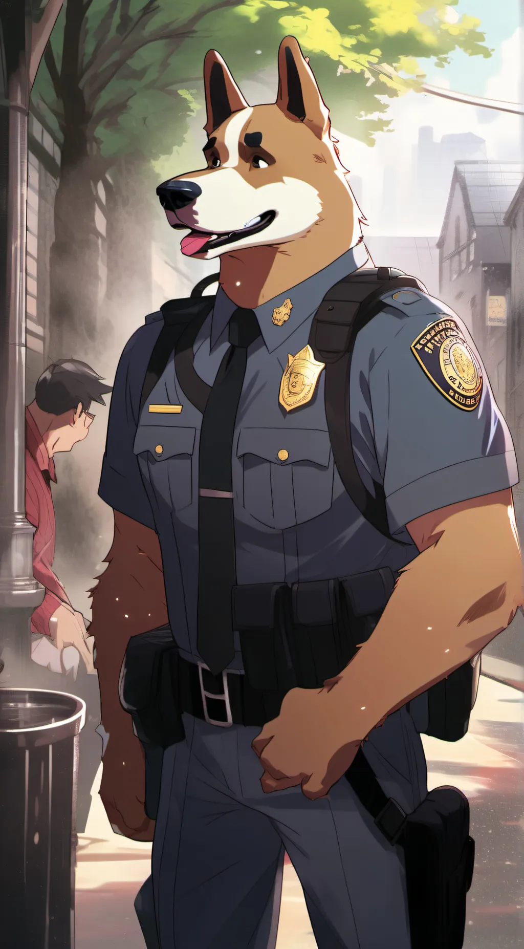 ai character: Dog man! background