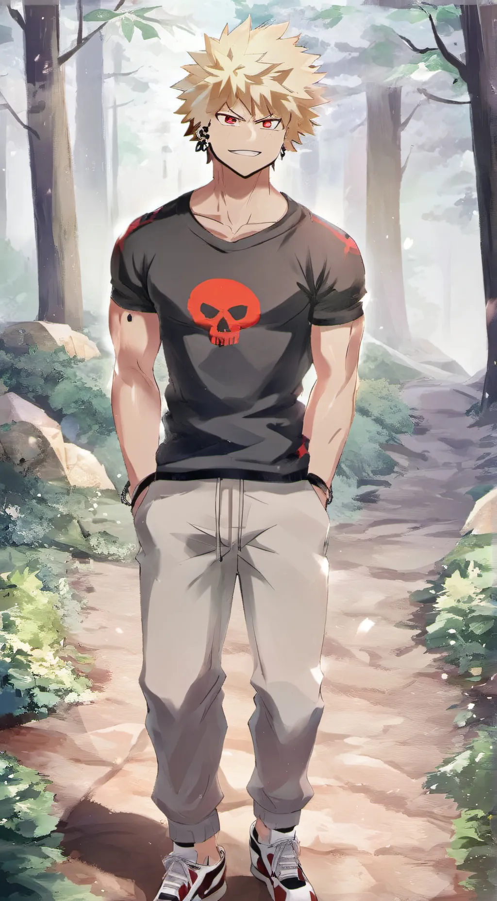 ai character: Katsuki Bakugo  background