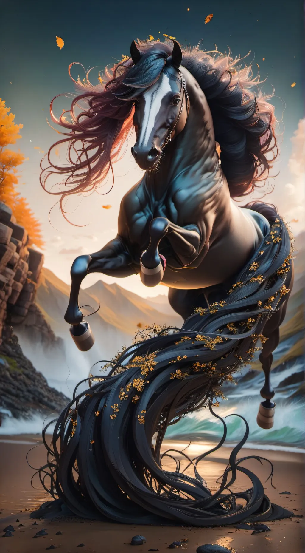 ai character: black tree disease background