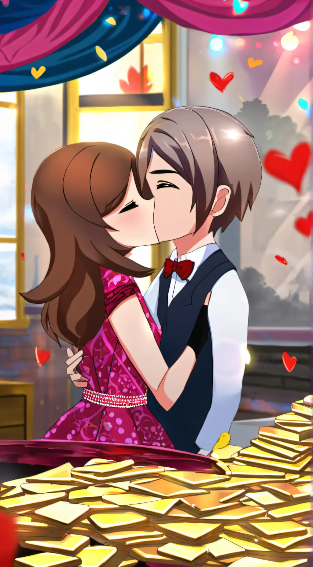 ai character: Gold background