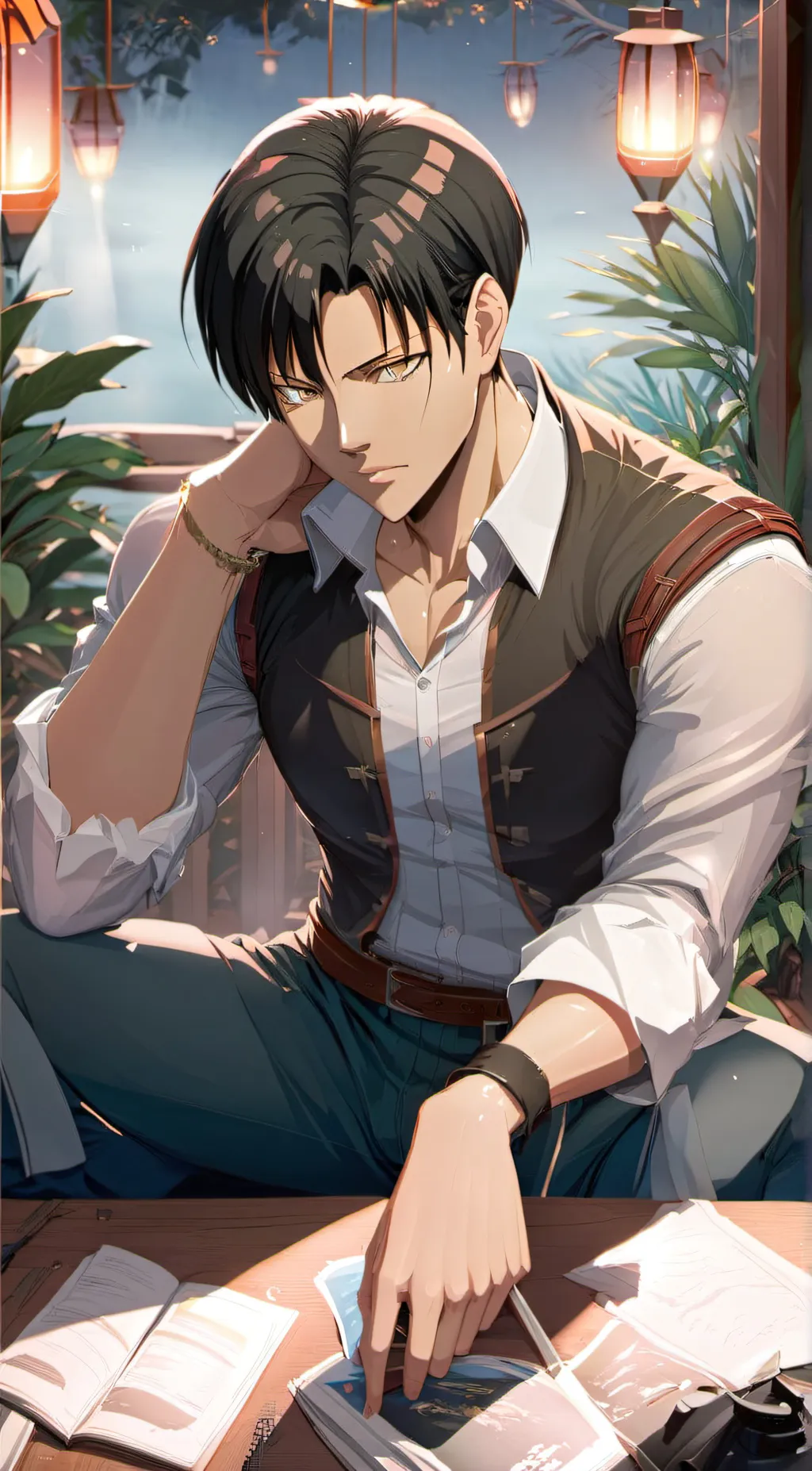 ai character: levi from MHA background
