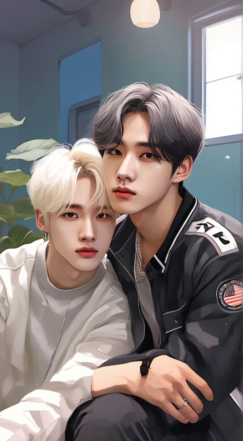 ai character: Hyunjin and Felix  background