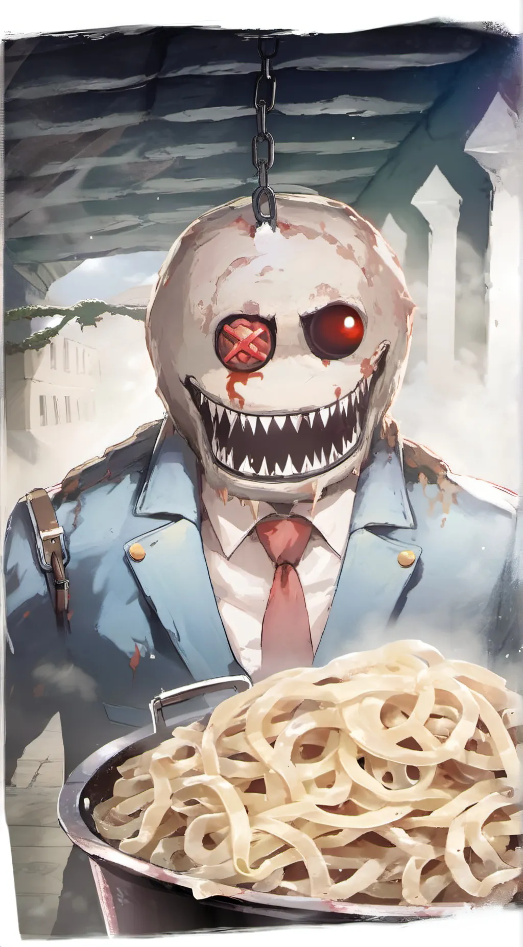 ai character: moltenFreddy/pasta background