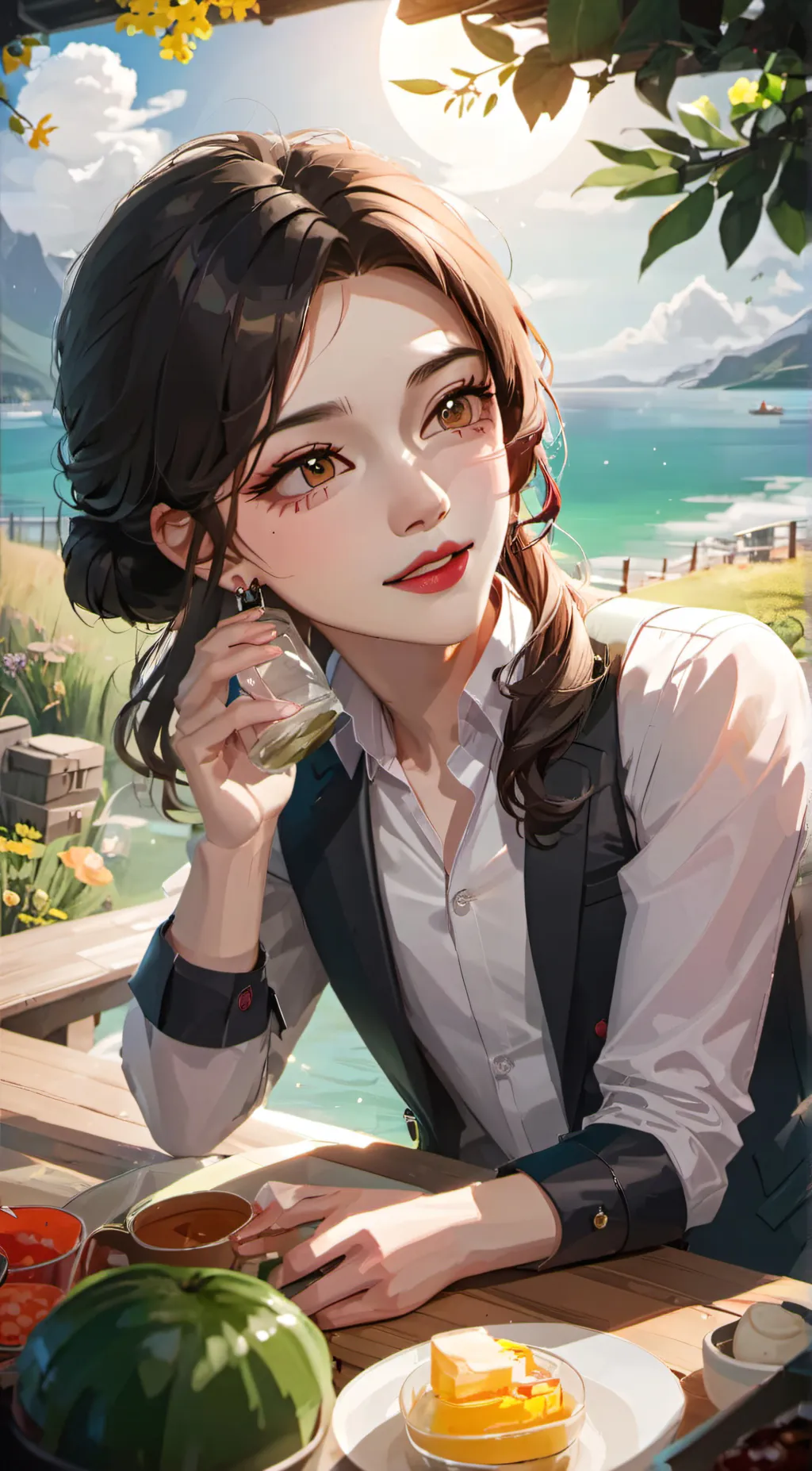 ai character: Angela  background