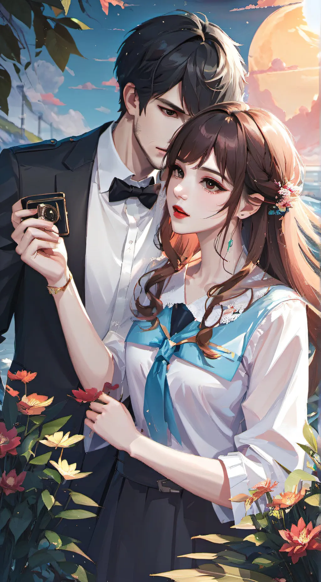 ai character: aleena and Alan  background