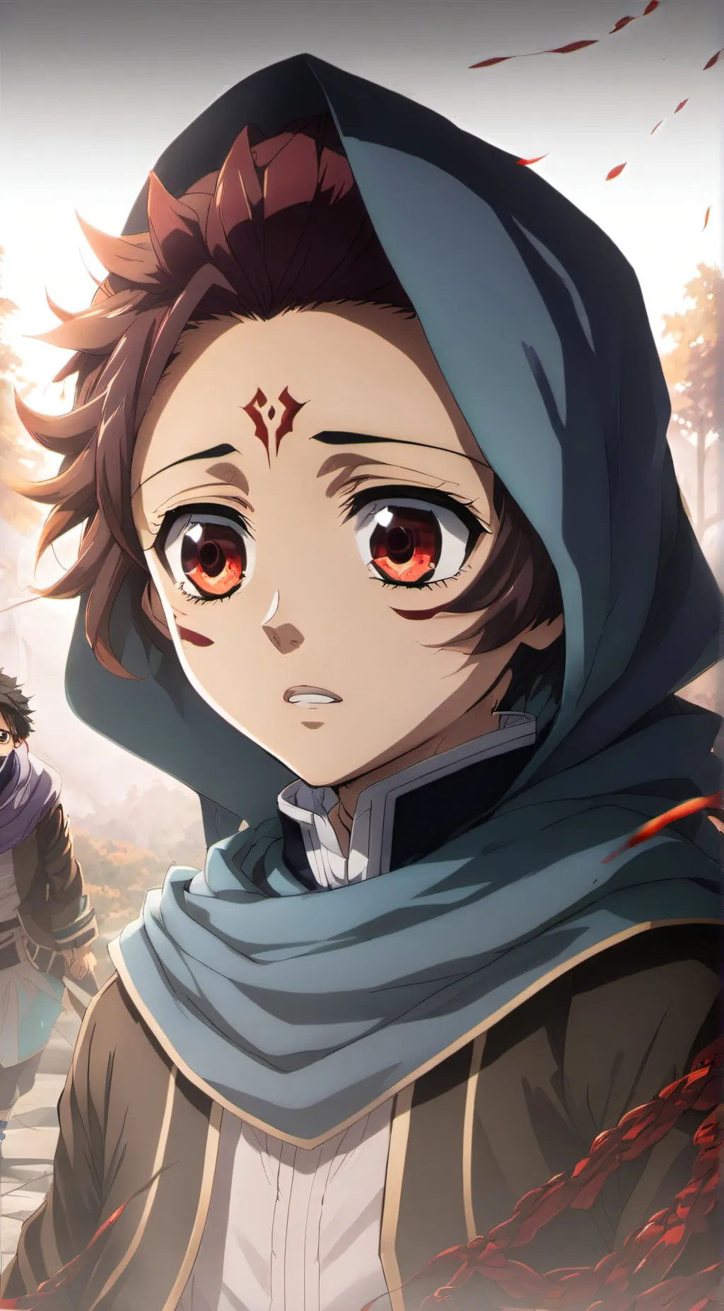 ai character: Little Tanjiro  background