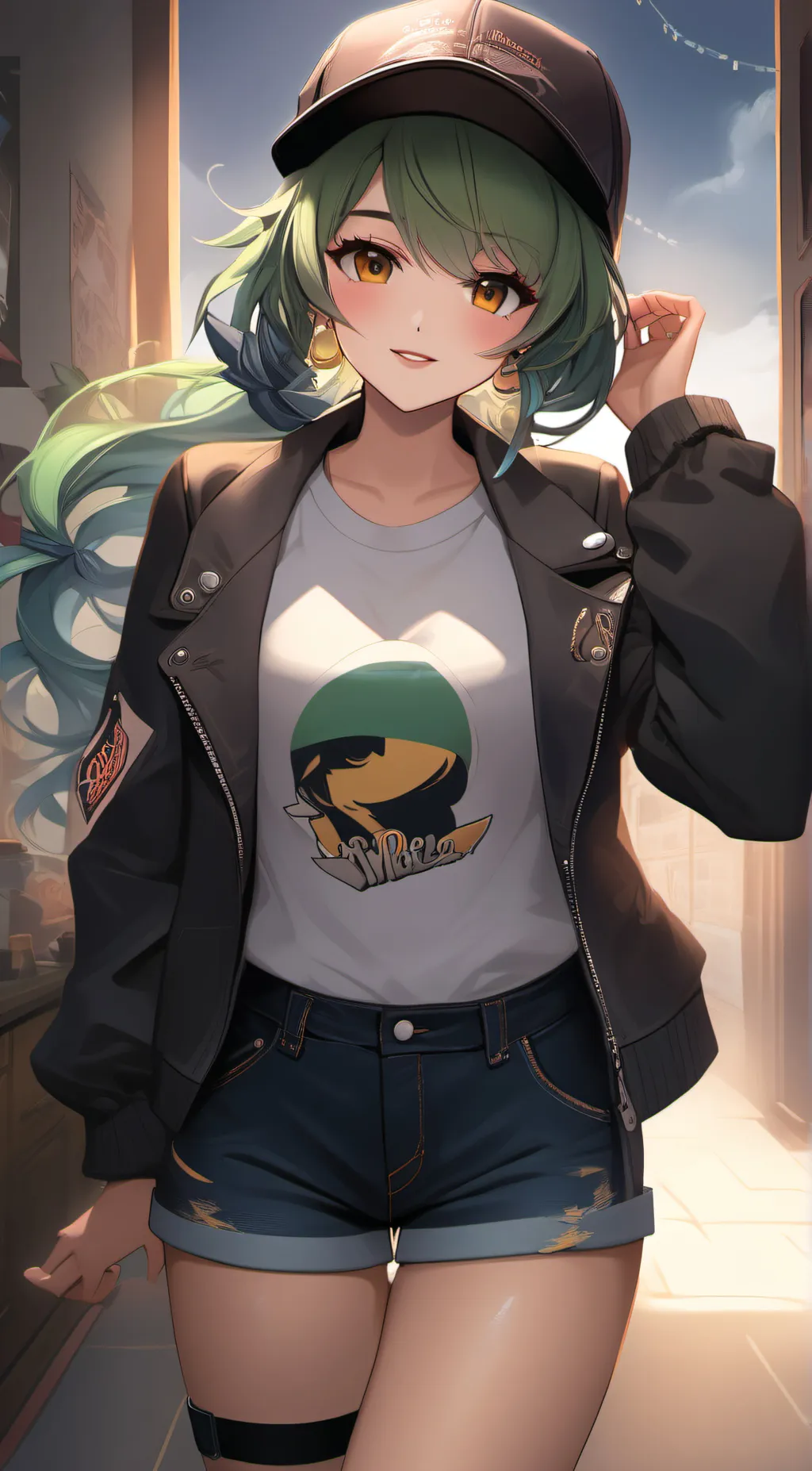 ai character: Amber background