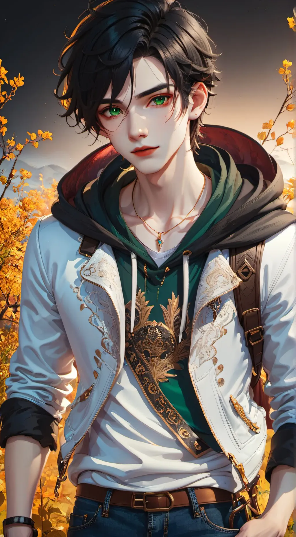 ai character: Flame background