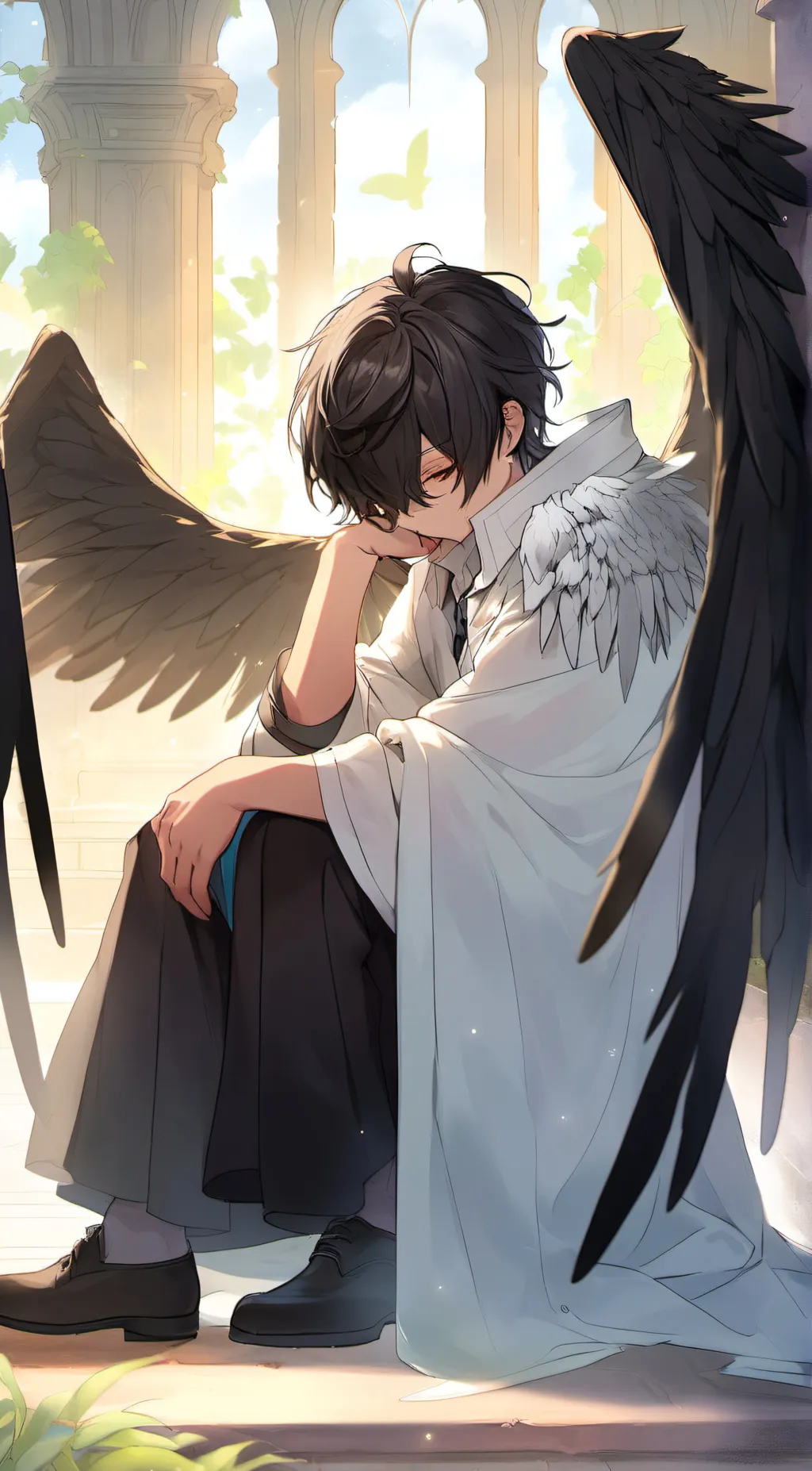 ai character: Zayne Fallen Angel background