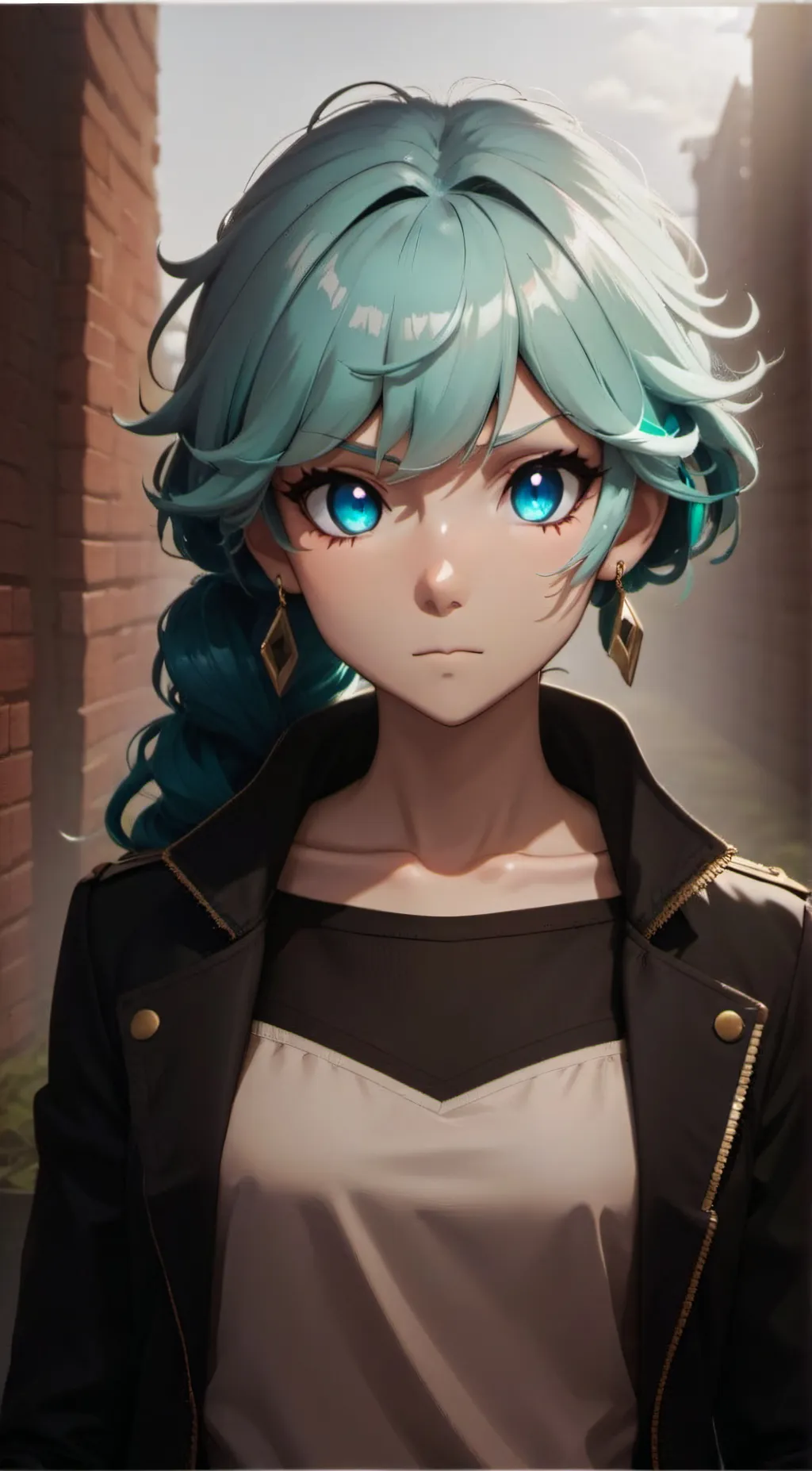 ai character: cute school girl background