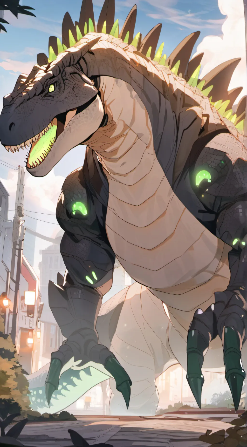 ai character: Godzilla *2029* background