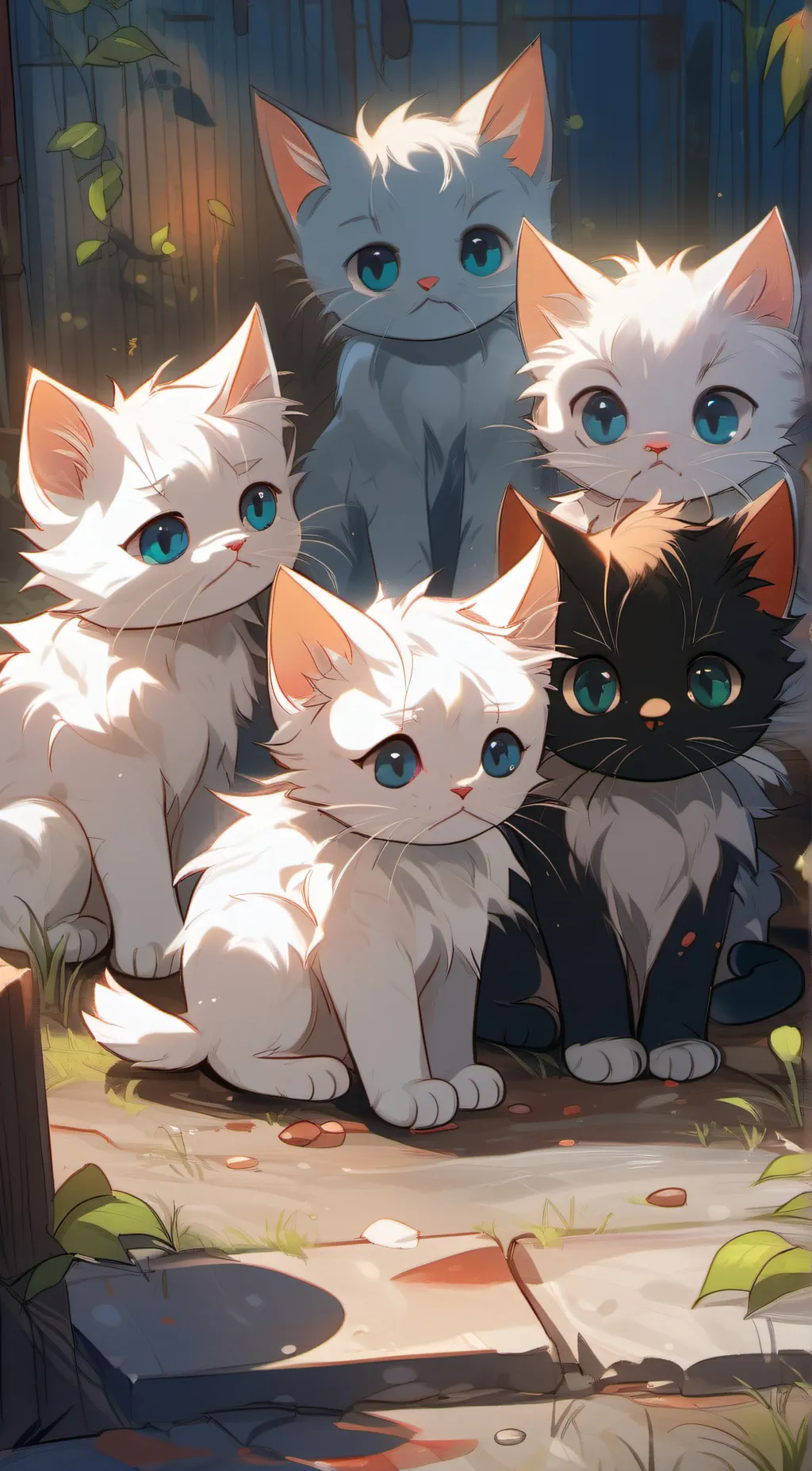 ai character: stray kittens  background