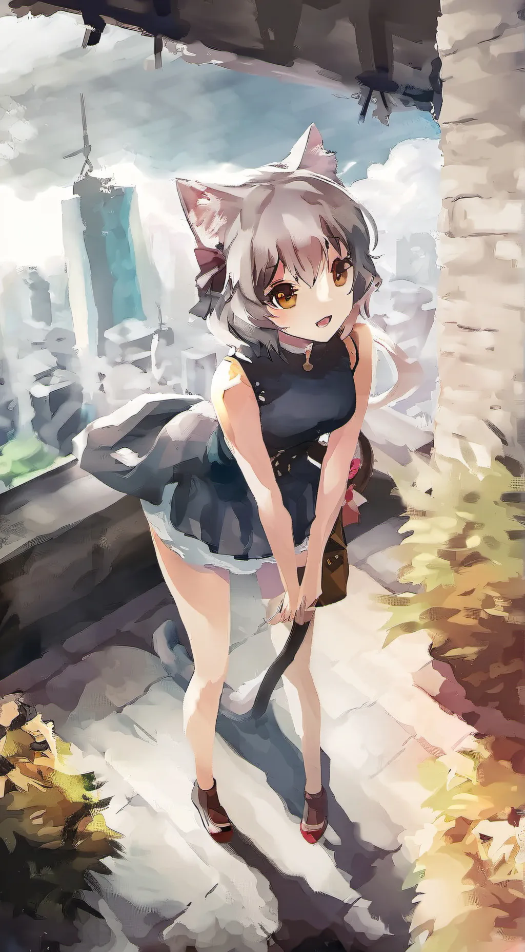 ai character: Hangout w a neko background