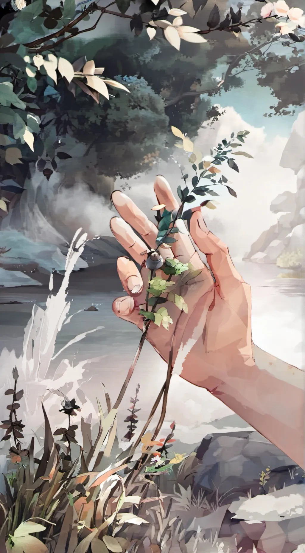 ai character: Grass background