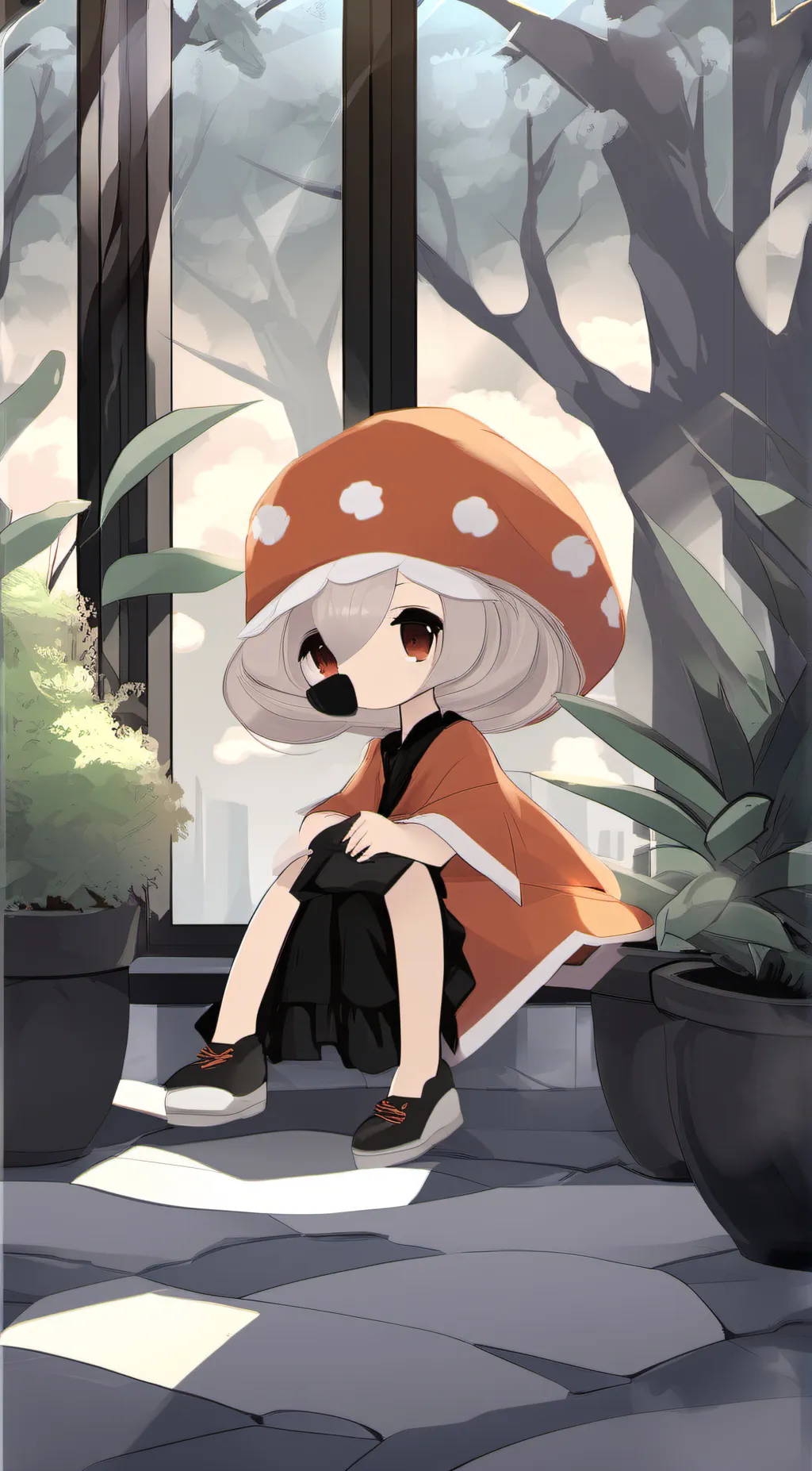 ai character: mushroom background