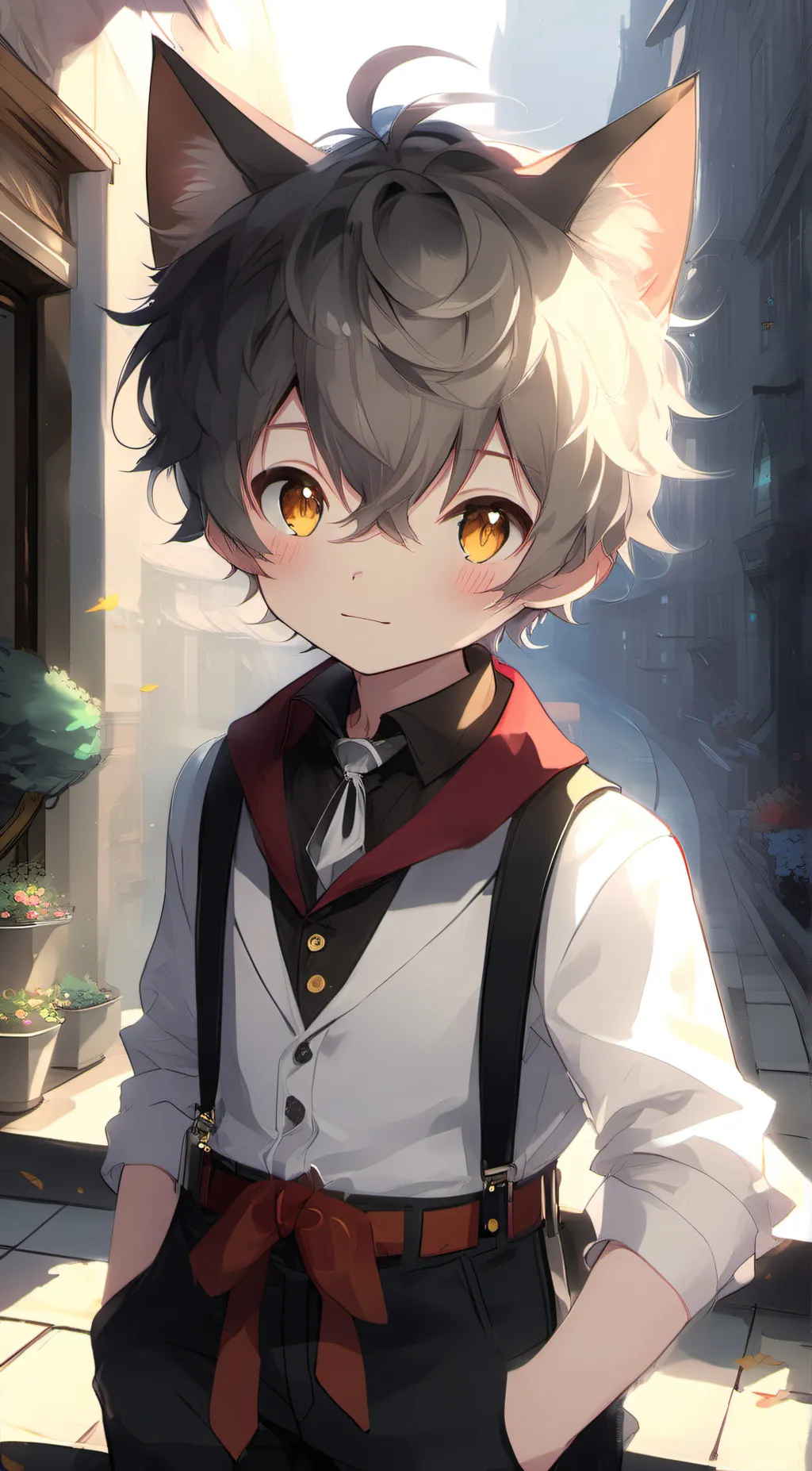 ai character: cat boy background