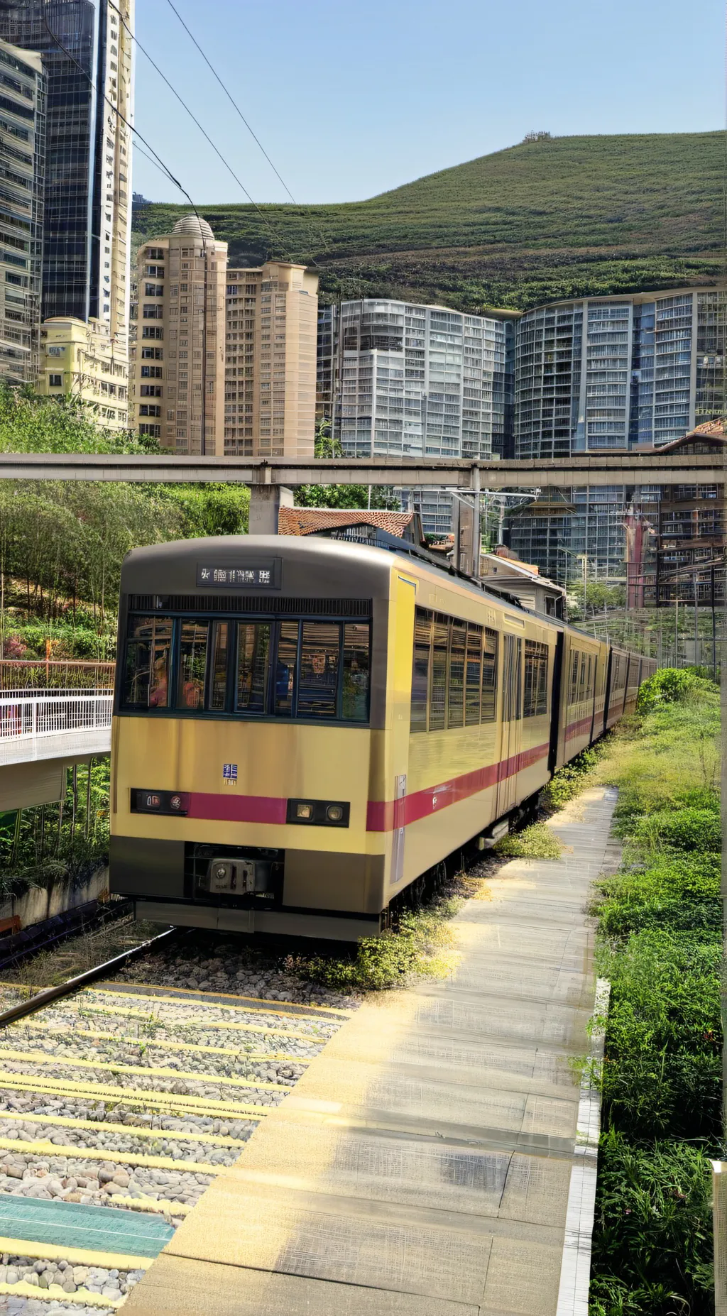 ai character: HK Peak tram background