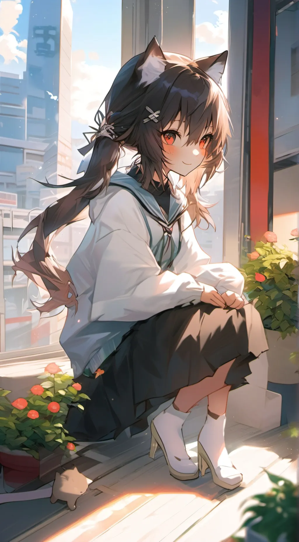 ai character: hangout w a neko background