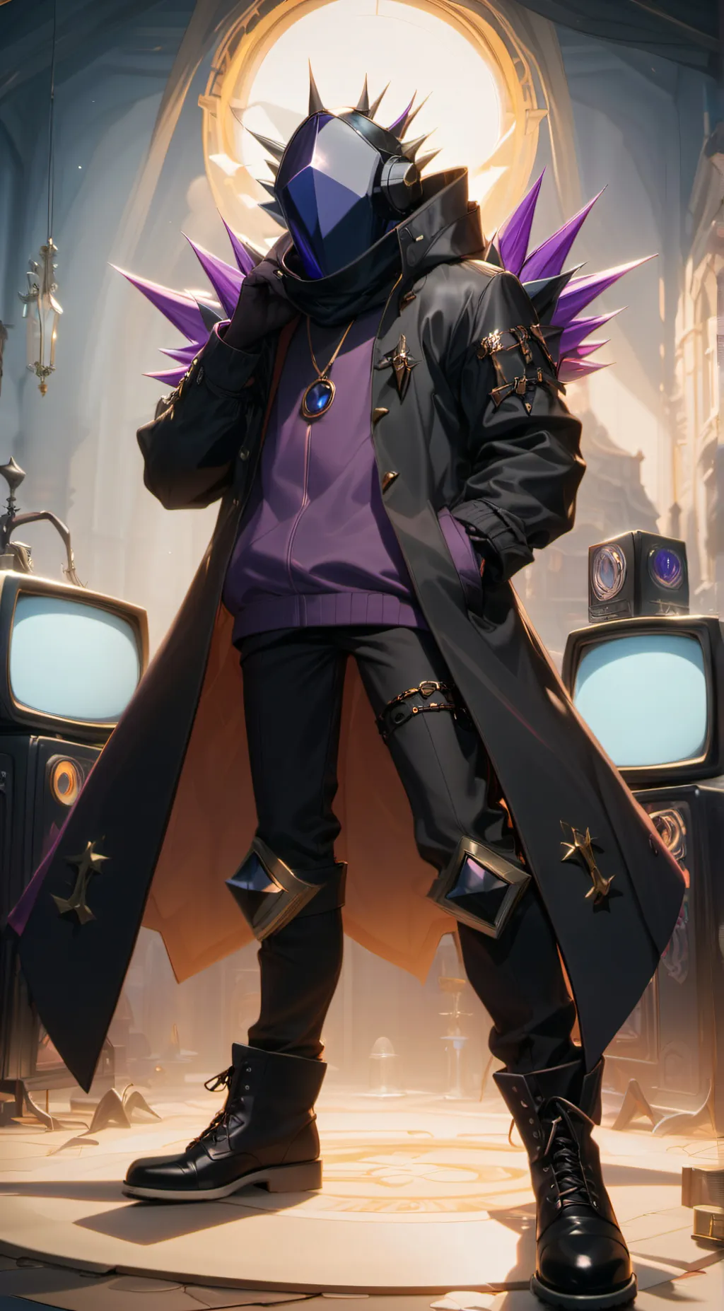 ai character: UPG titan TV man background