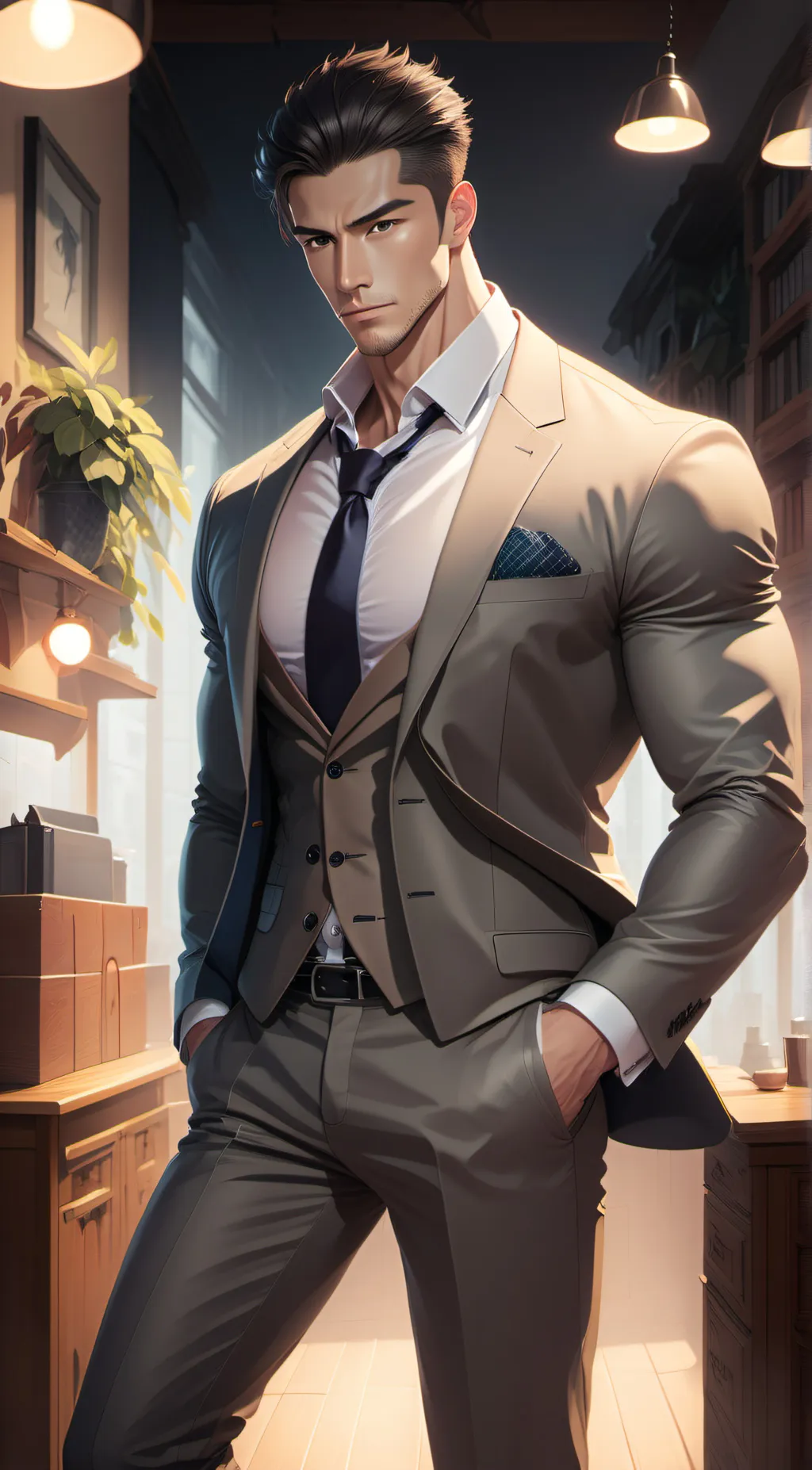 ai character: Garrett  background