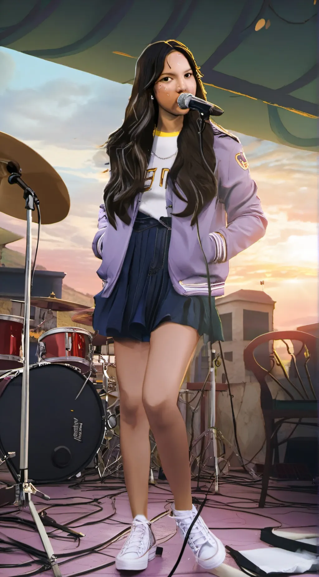 ai character: Olivia Rodrigo!  background
