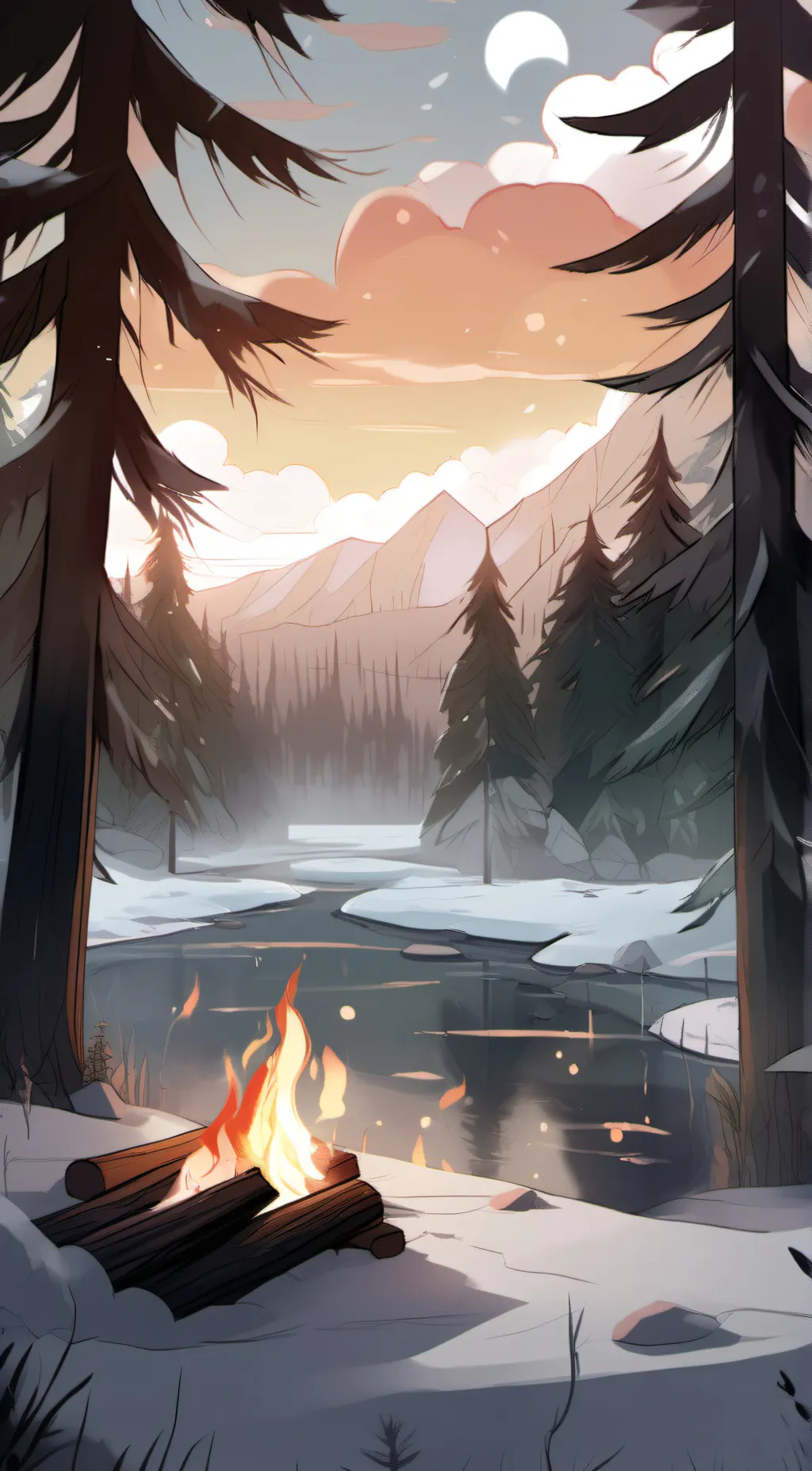 ai character: Calm fire background