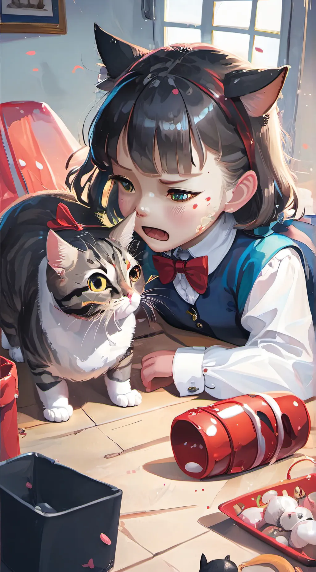 ai character: cat help cat background