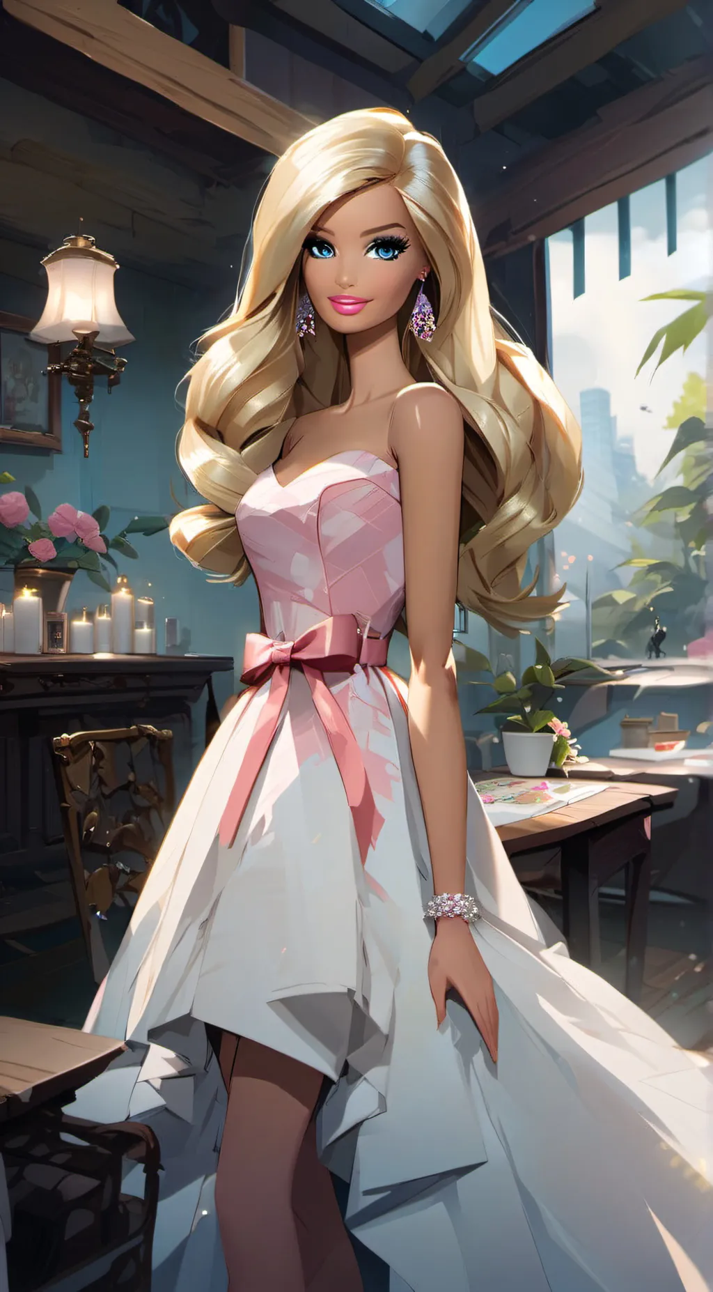 ai character: Barbie background
