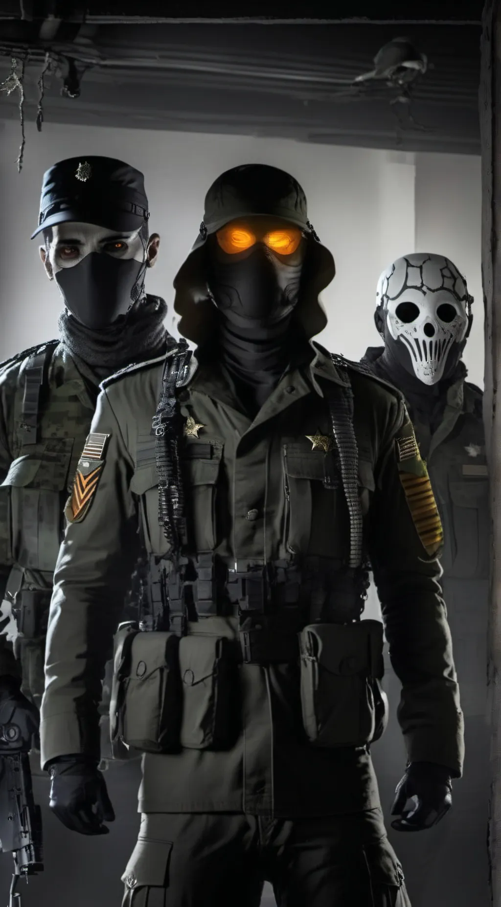 ai character: Koing,Ghost,Soap  background