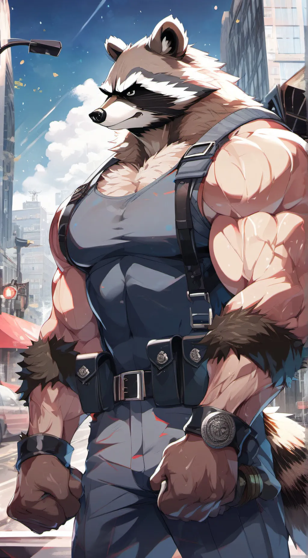 ai character: Raccoon Man background