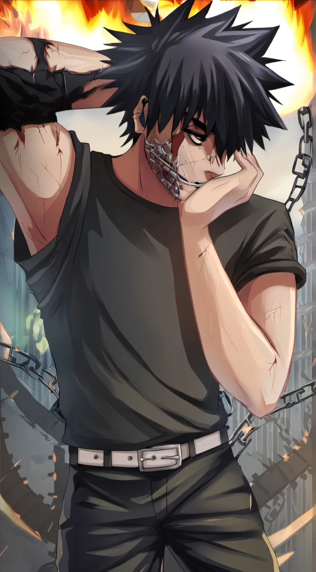 ai character: Dabi  background