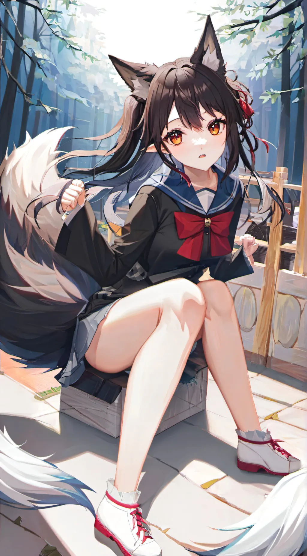 ai character: wolf girl background