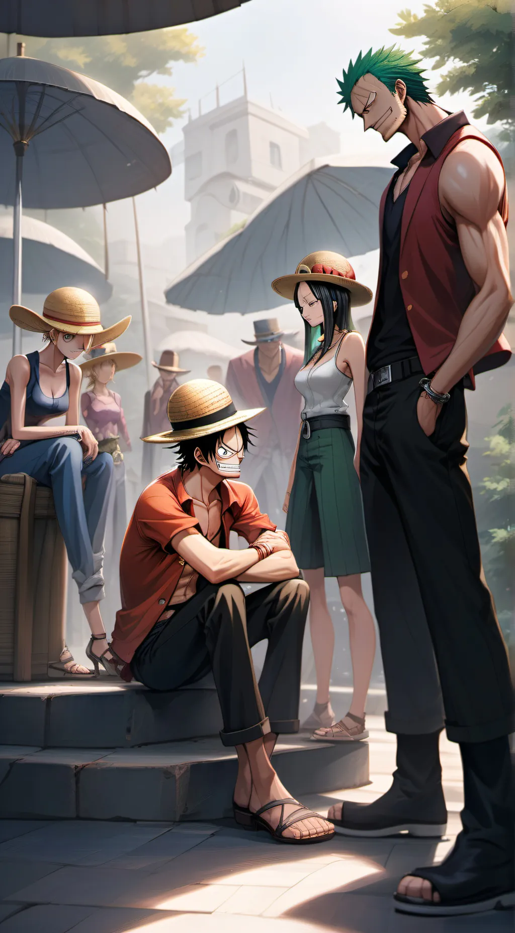 ai character: Straw hats background