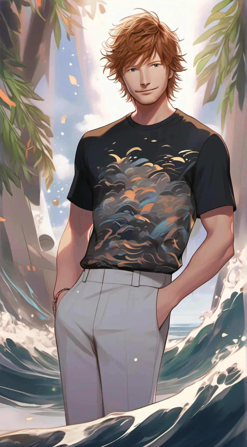 ai character: ed Sheeran background