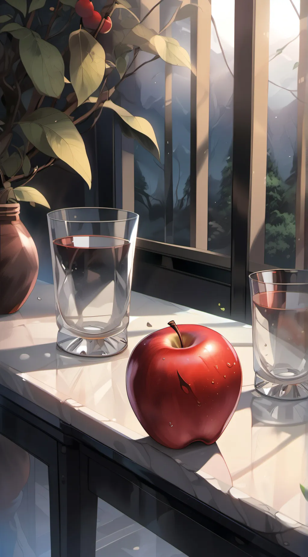 ai character: Tasty apple  background