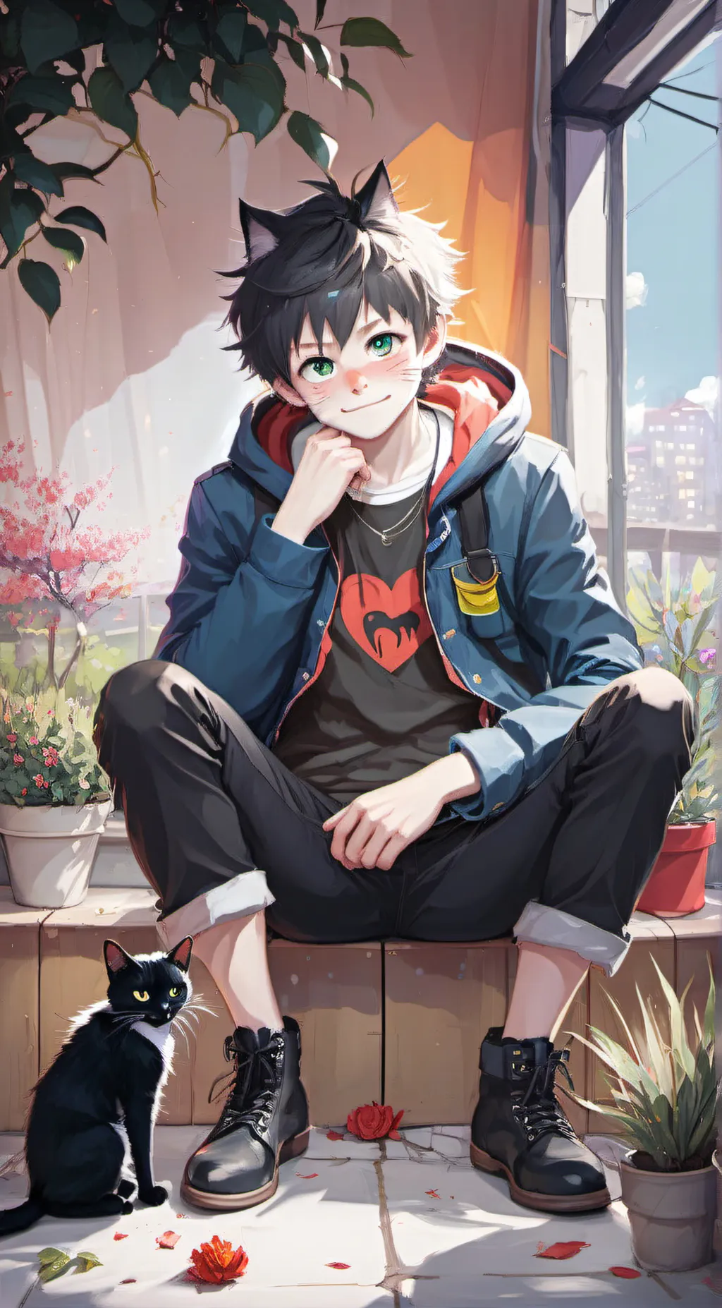 ai character: Lucky catboy background