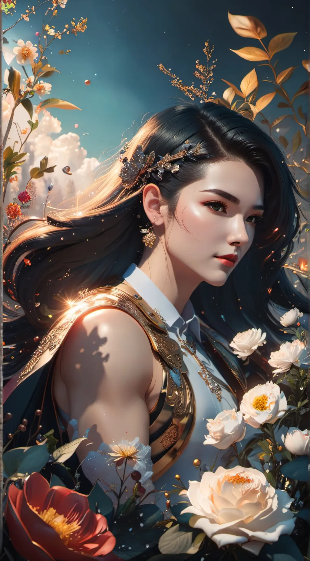 ai character: Queen Flower background