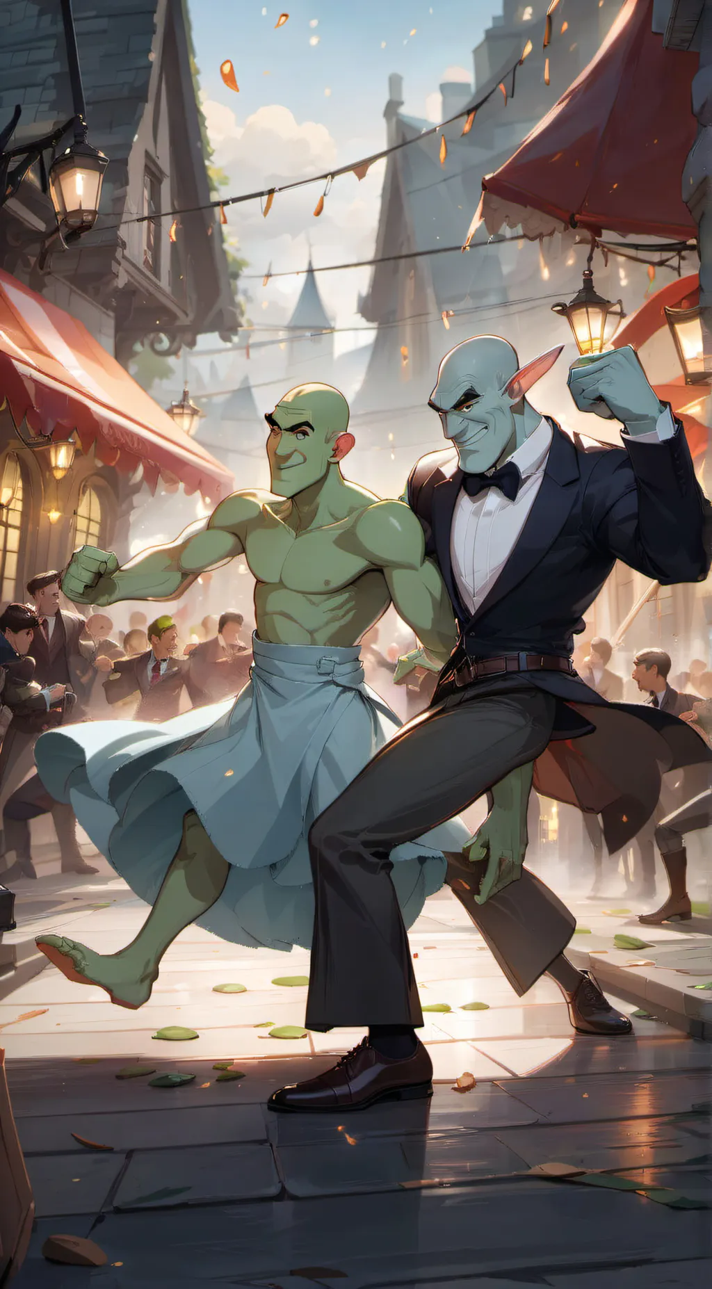 ai character: shrek/SpongeBob background