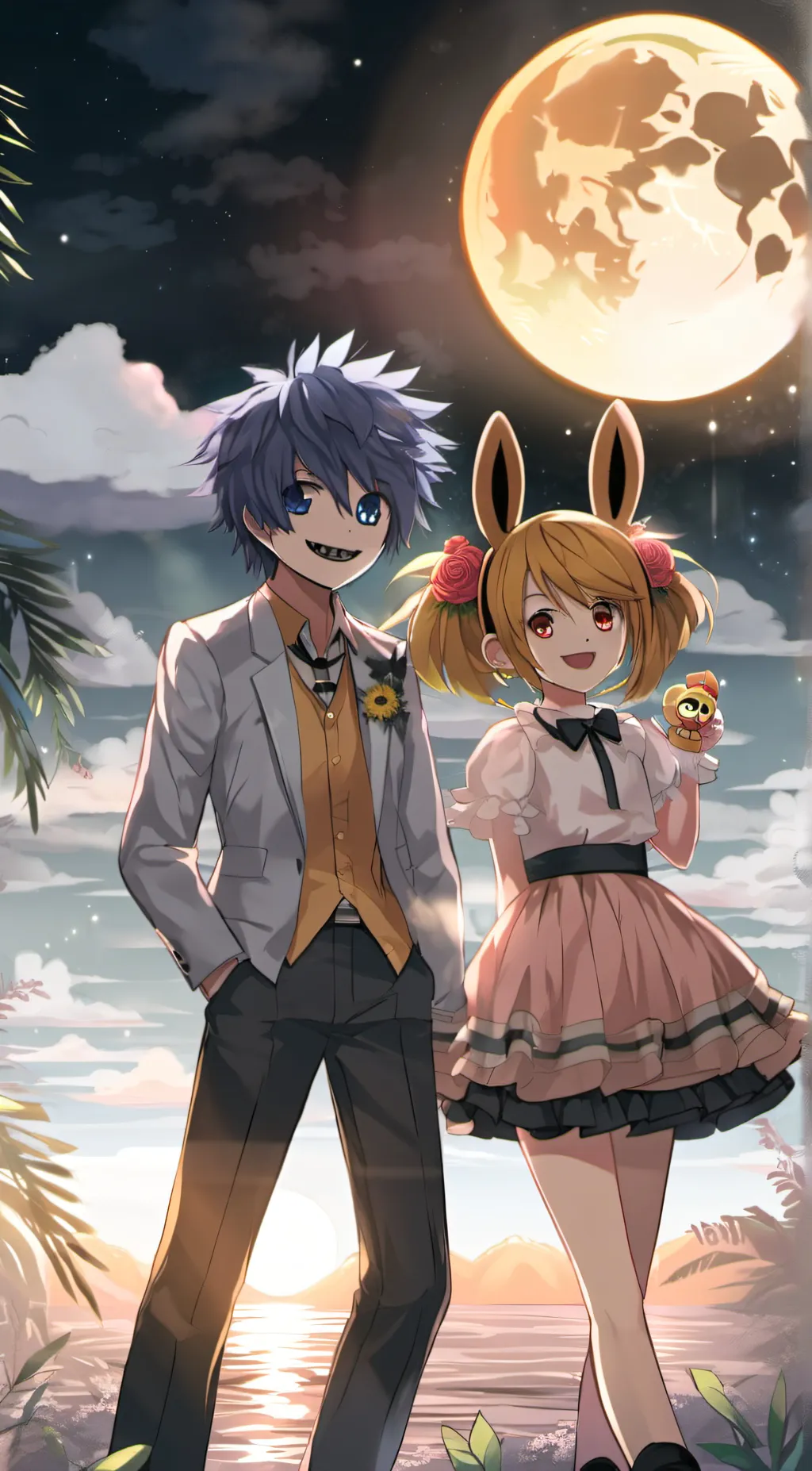 ai character: sun and moon background