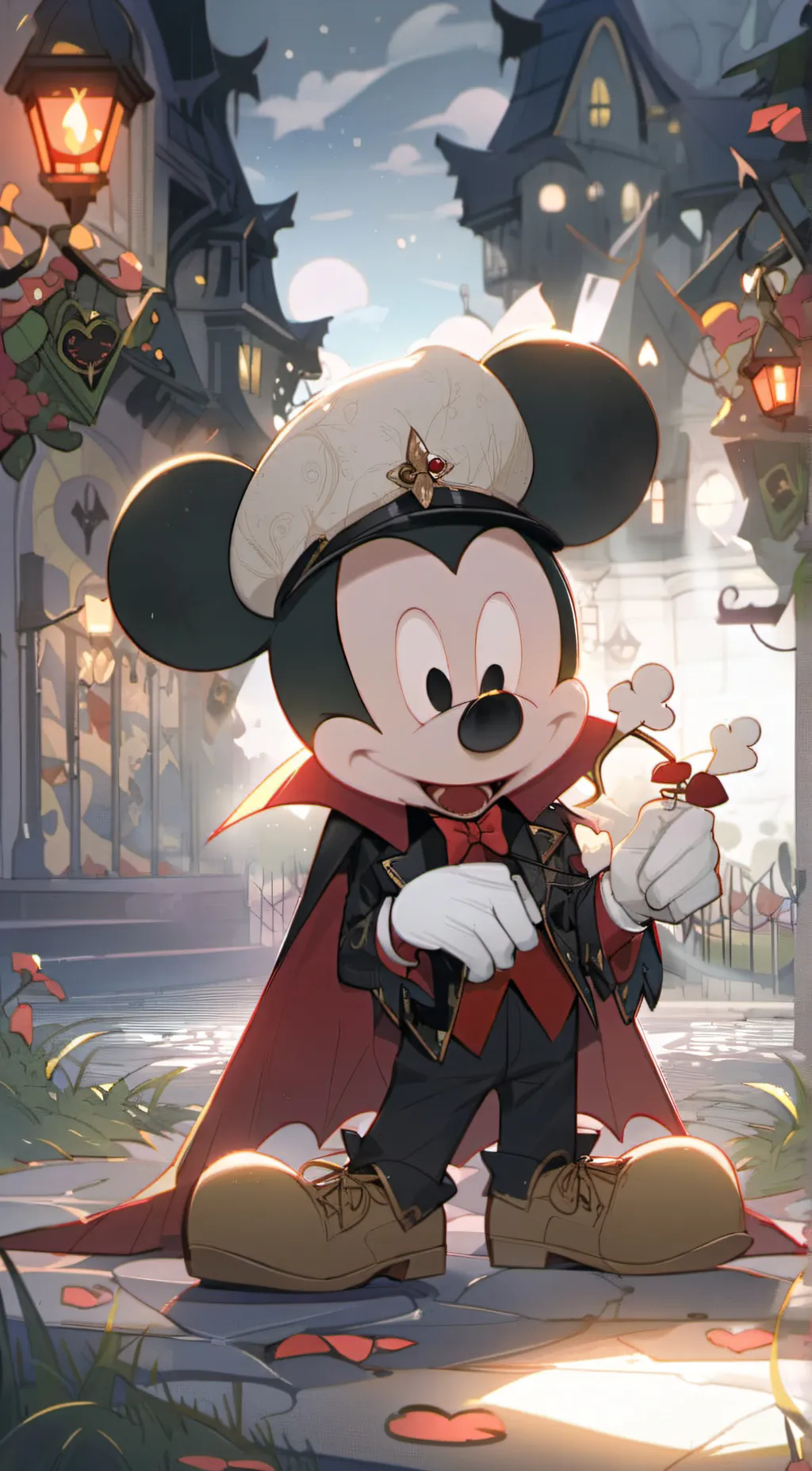 ai character: mickey vampire  background