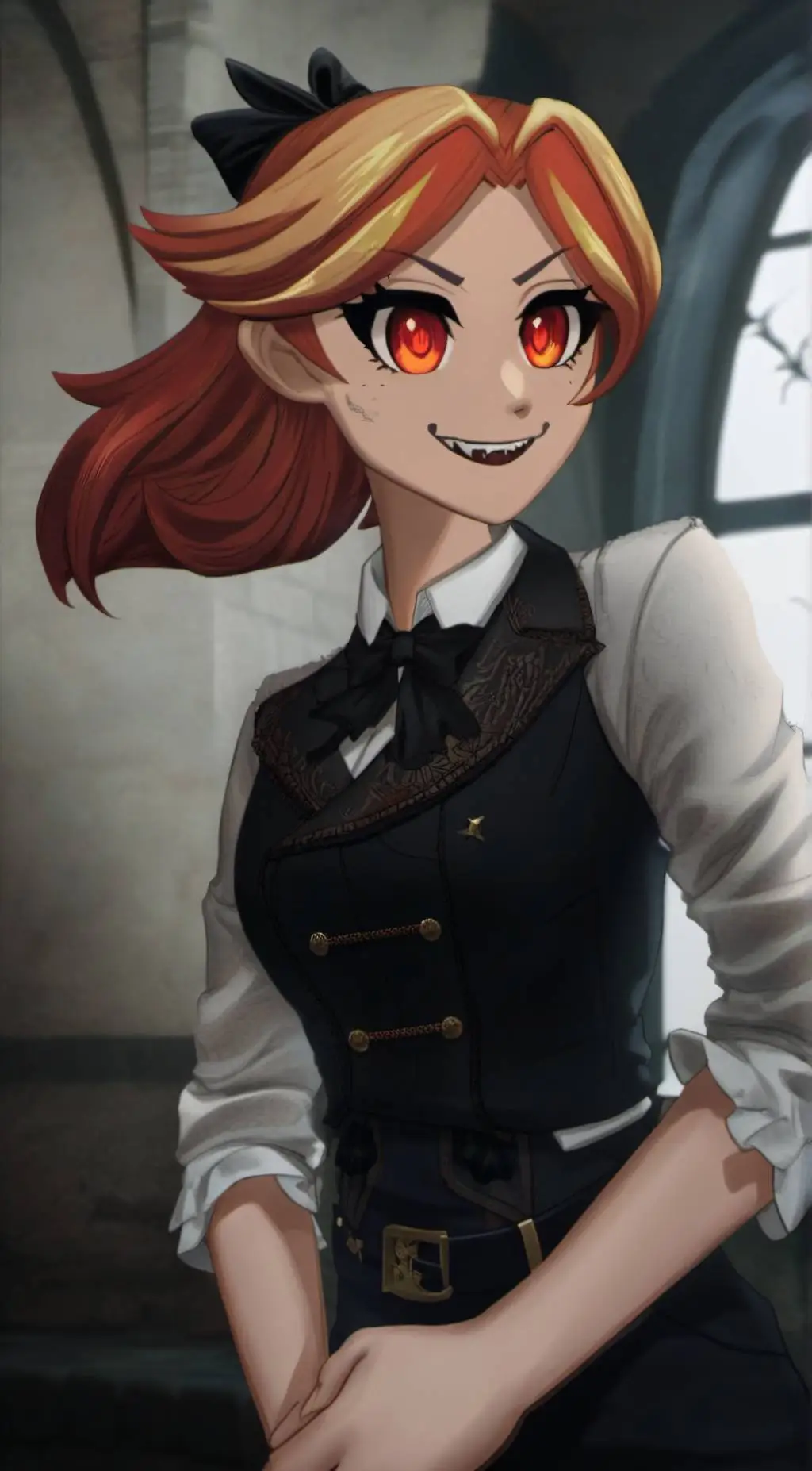 ai character: Vampire Sunset background