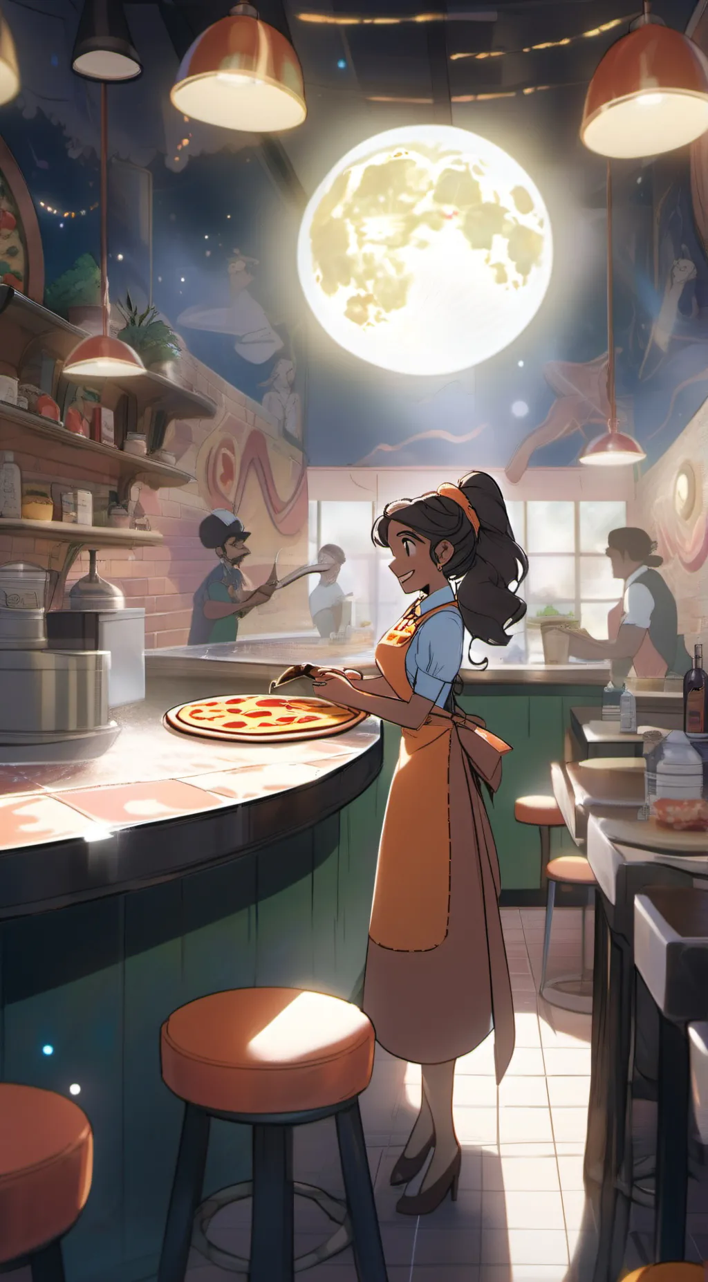 ai character: Sun and moon  background