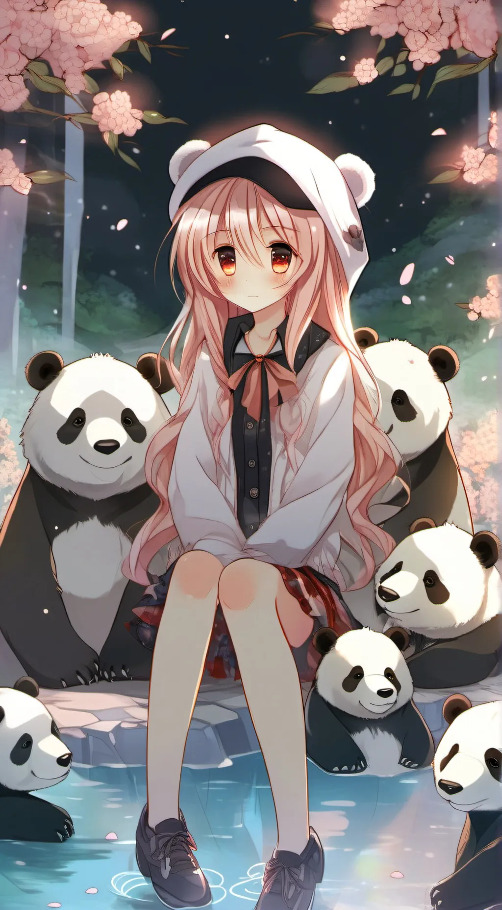 ai character: cute panda  background