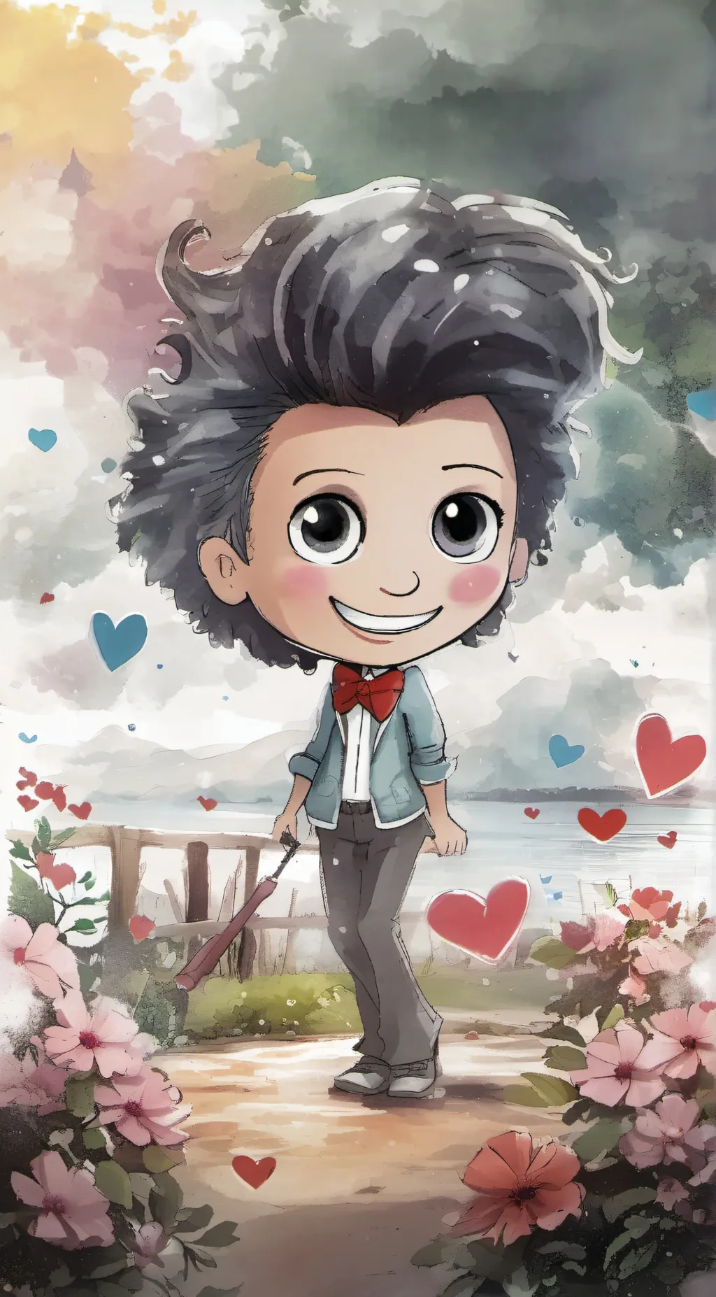 ai character: Four bfb raw background