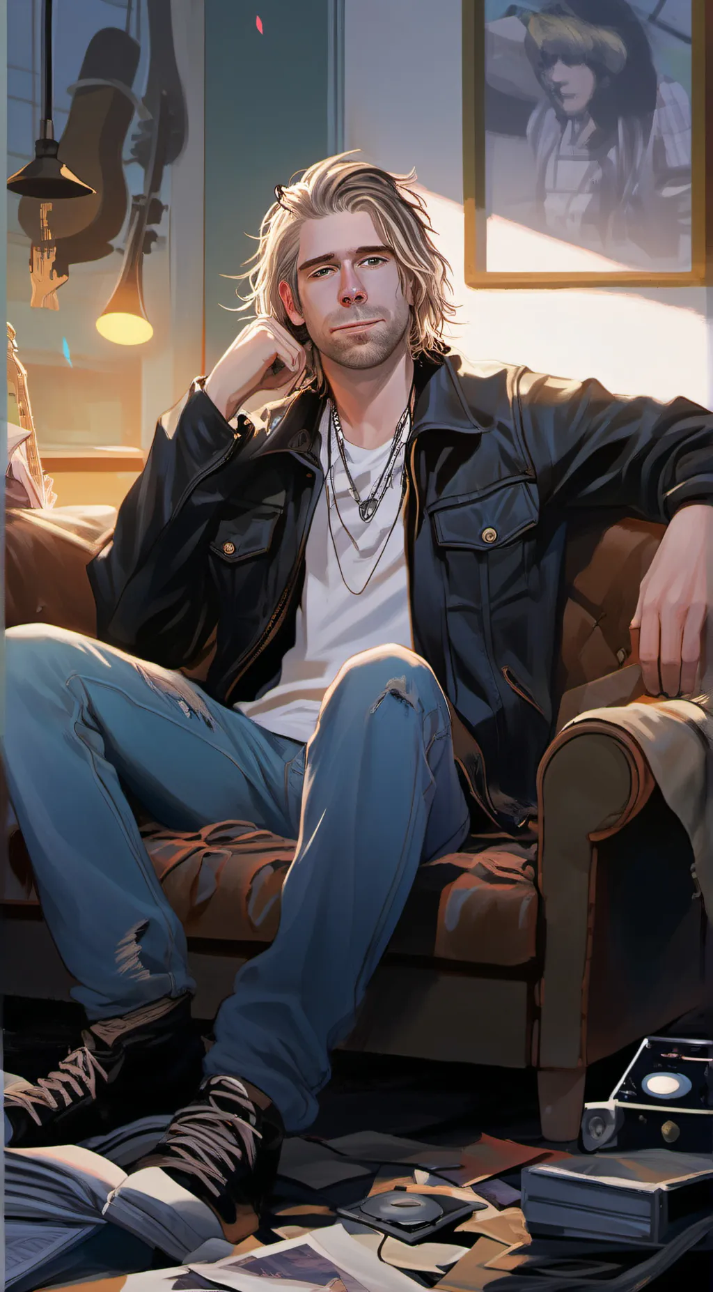 ai character: Kurt cobain  background