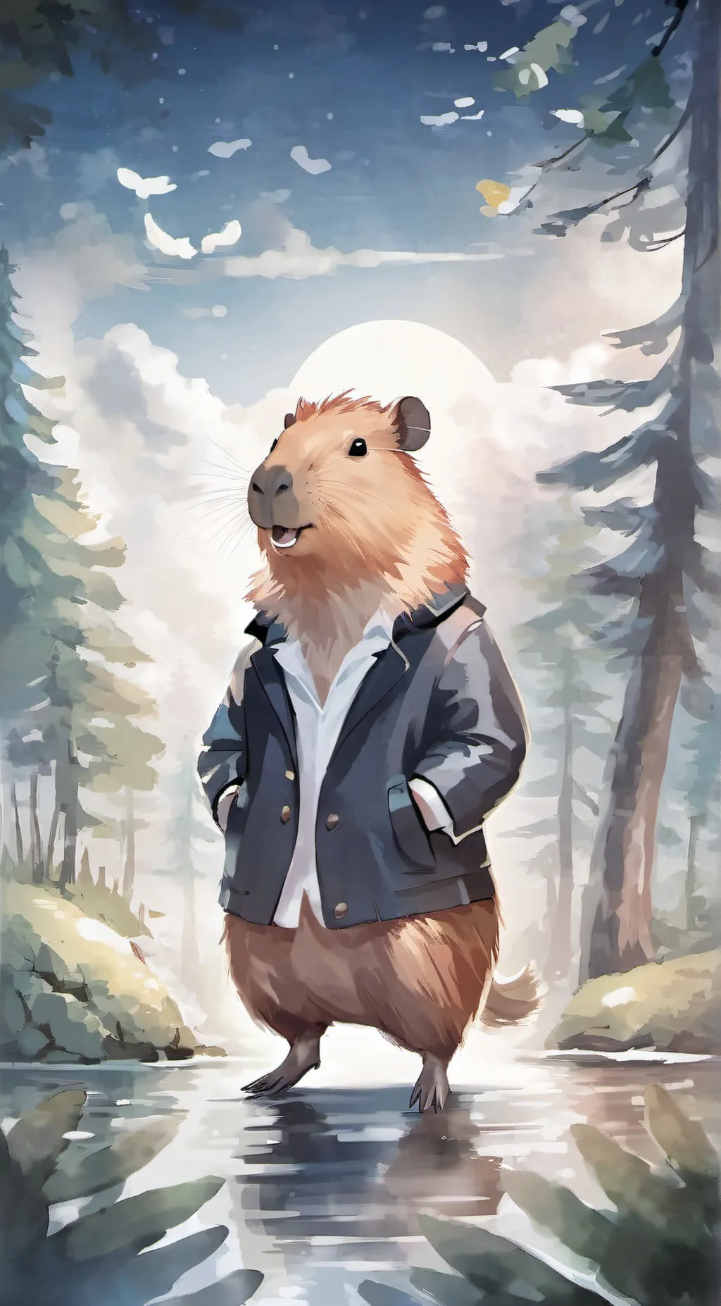 ai character: little capybara background