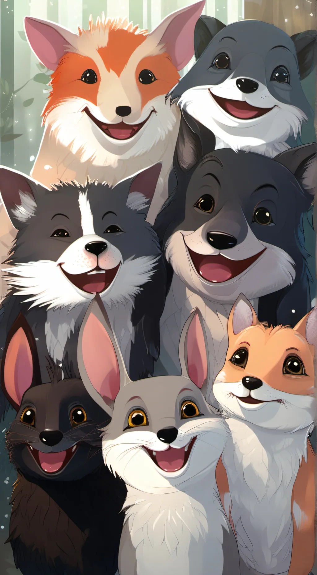 ai character: smiling critters background