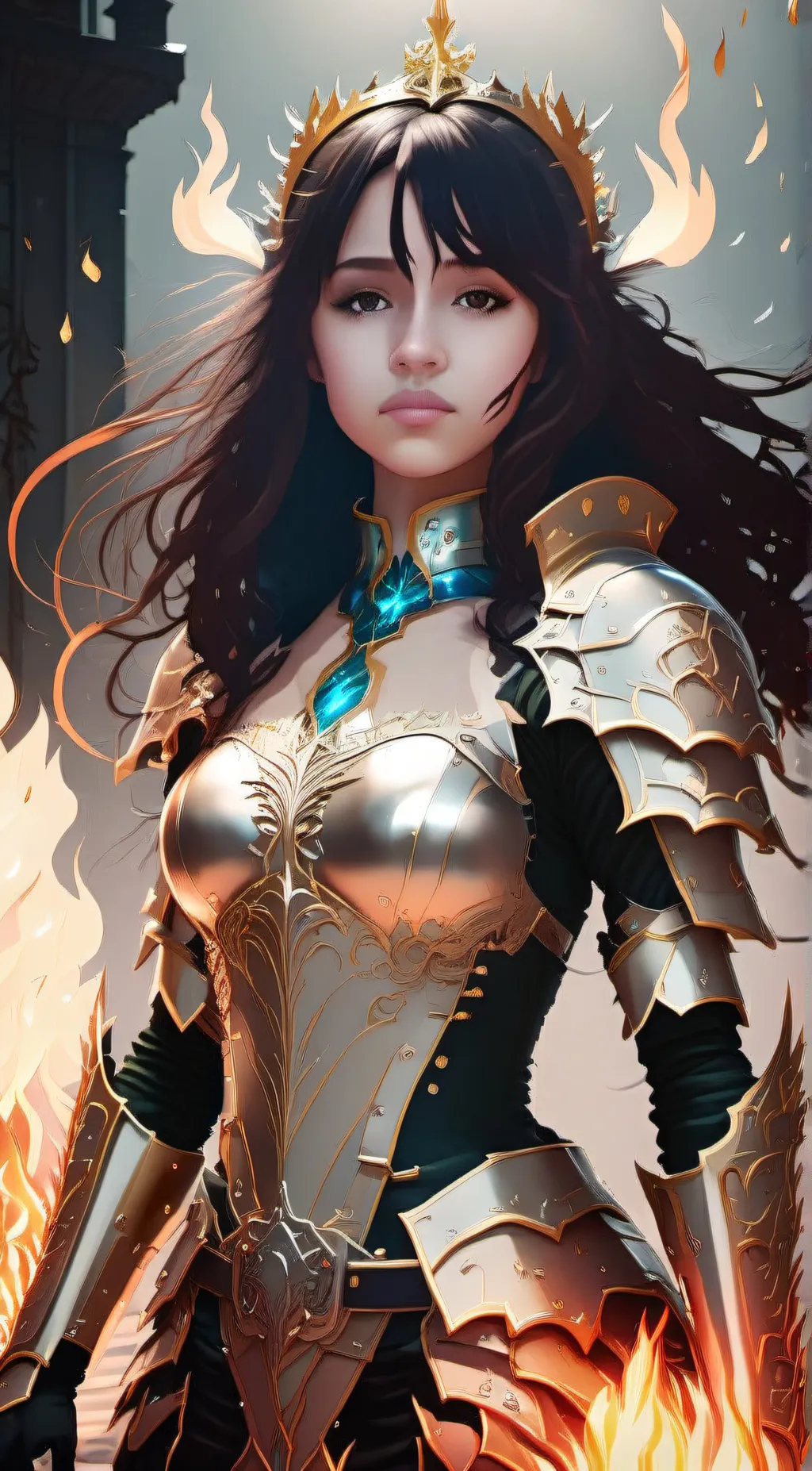 ai character: flame background